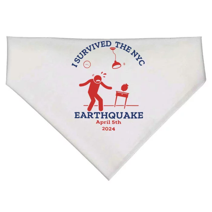 I Survived The Nyc Earthquake Funny April 5th 2024 USA-Made Doggie Bandana