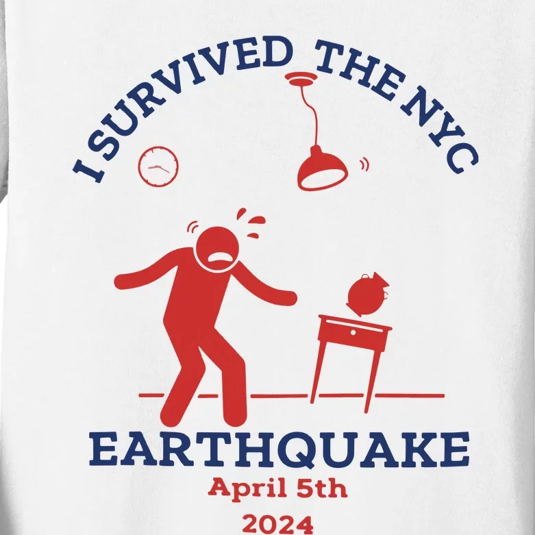 I Survived The Nyc Earthquake Funny April 5th 2024 Kids Long Sleeve Shirt