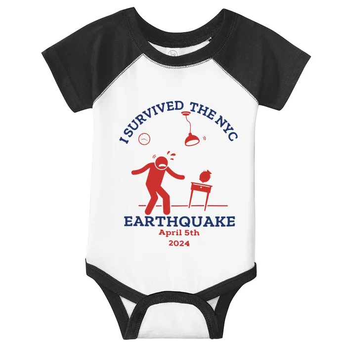 I Survived The Nyc Earthquake Funny April 5th 2024 Infant Baby Jersey Bodysuit