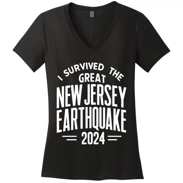 I Survived The Quake Of 2024. Women's V-Neck T-Shirt