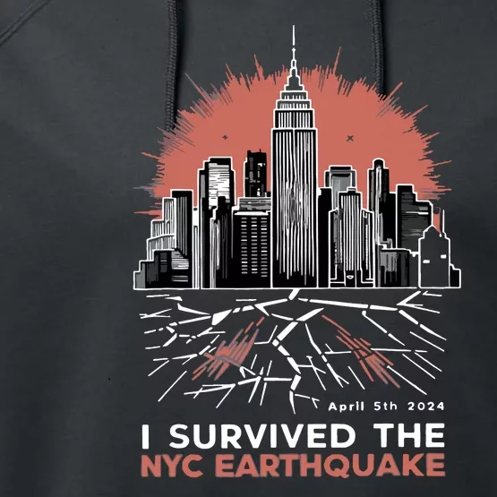 I Survived The Nyc Earthquake Performance Fleece Hoodie