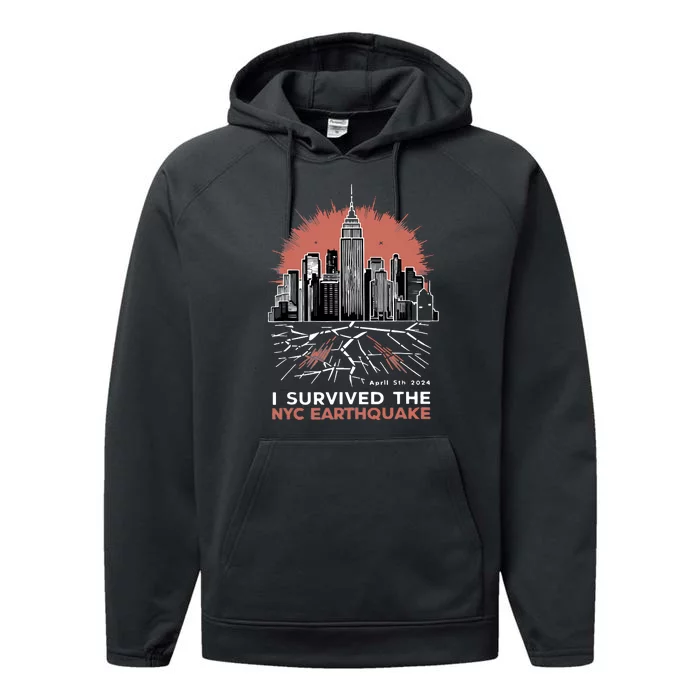 I Survived The Nyc Earthquake Performance Fleece Hoodie