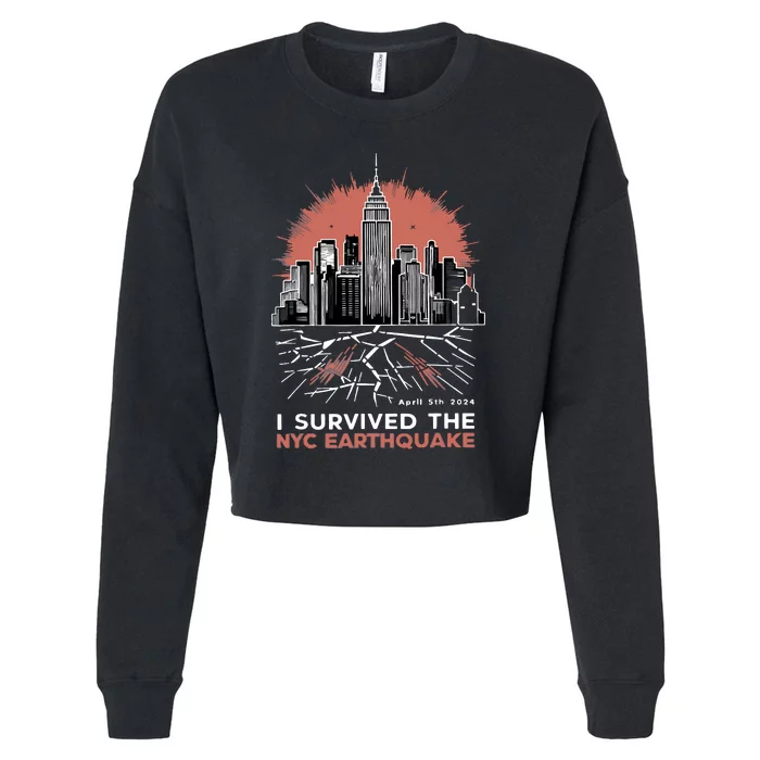 I Survived The Nyc Earthquake Cropped Pullover Crew