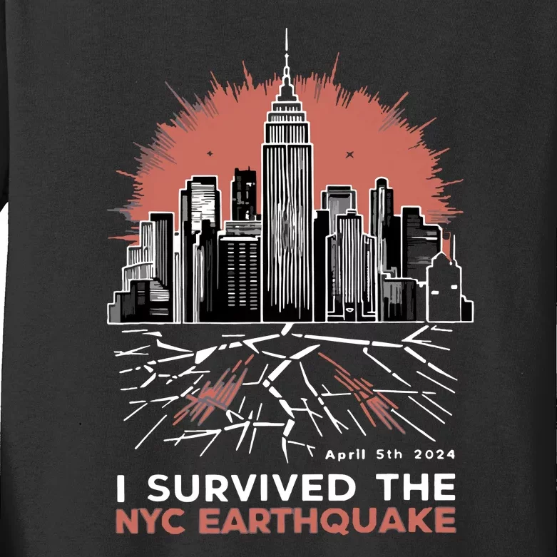 I Survived The Nyc Earthquake Kids Long Sleeve Shirt