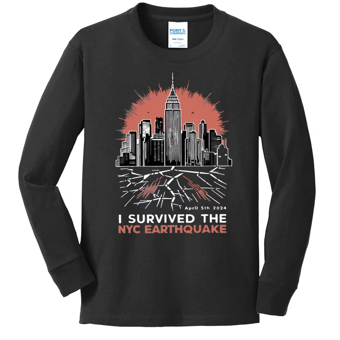 I Survived The Nyc Earthquake Kids Long Sleeve Shirt