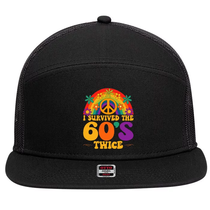 I Survived The 60s Twice Sixties 70th Birthday 7 Panel Mesh Trucker Snapback Hat