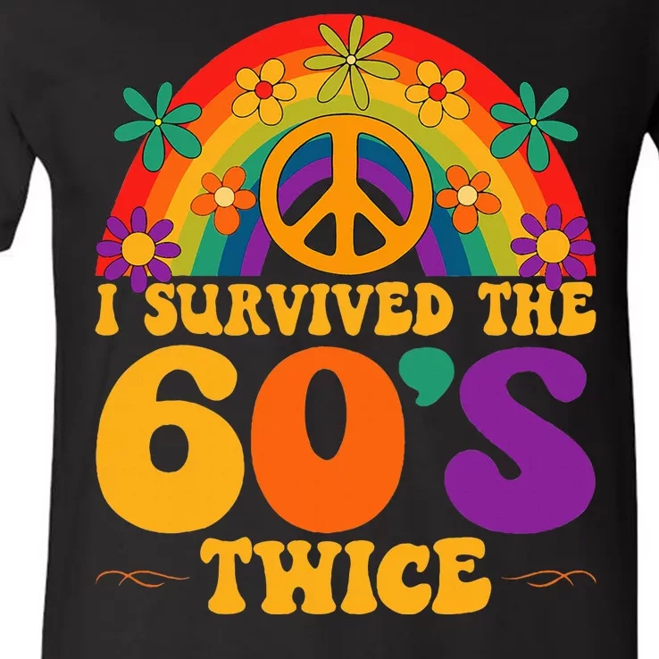 I Survived The 60s Twice Sixties 70th Birthday V-Neck T-Shirt