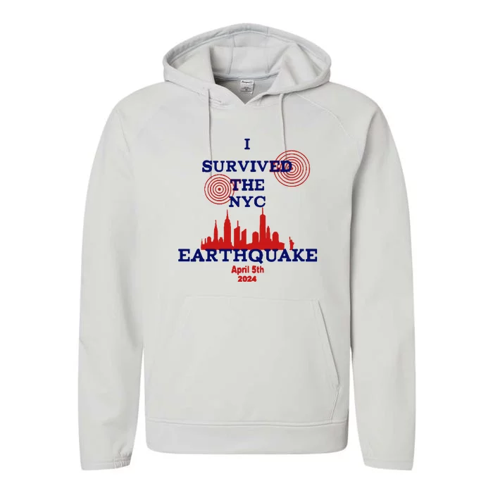 I Survived The Nyc Earthquake Performance Fleece Hoodie