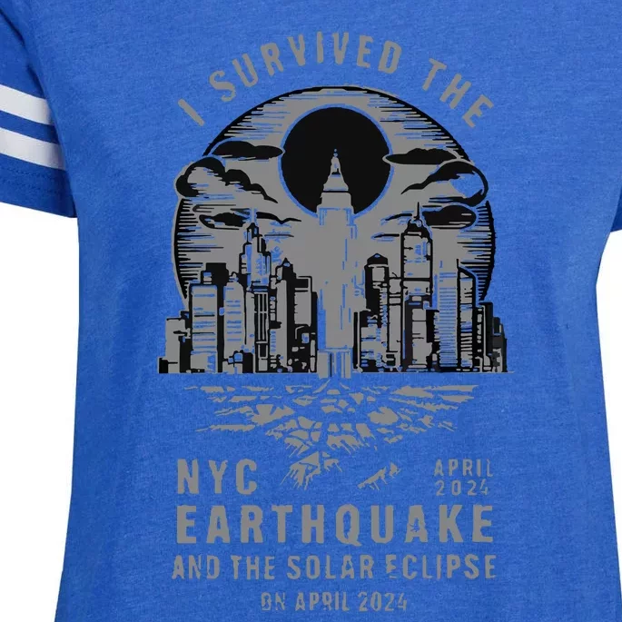 I Survived The Nyc Earthquake And The Solar Eclipse Enza Ladies Jersey Football T-Shirt