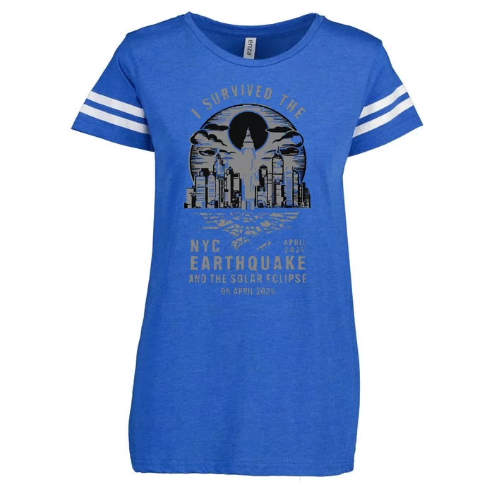 I Survived The Nyc Earthquake And The Solar Eclipse Enza Ladies Jersey Football T-Shirt