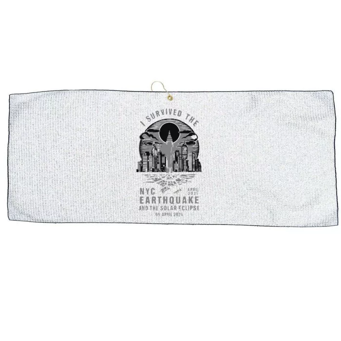 I Survived The Nyc Earthquake And The Solar Eclipse Large Microfiber Waffle Golf Towel