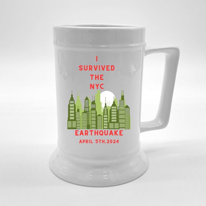 I Survived The Nyc Earthquake Front & Back Beer Stein