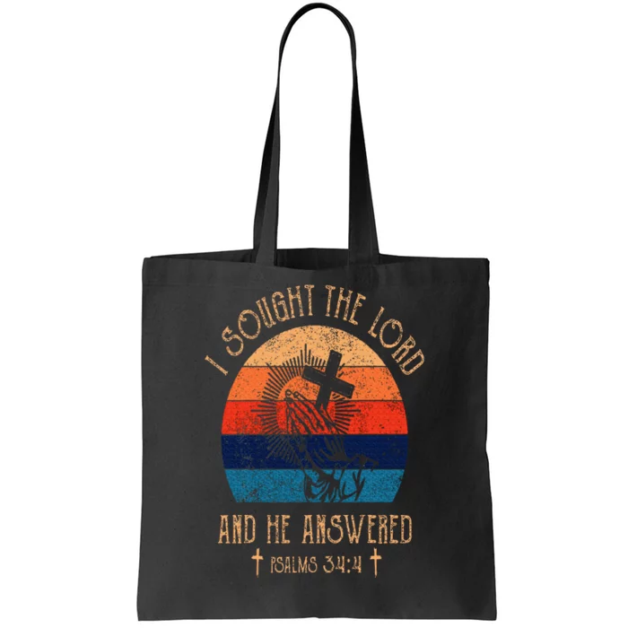 I Sought The Lord And He Answered Me Cross Bible Tote Bag