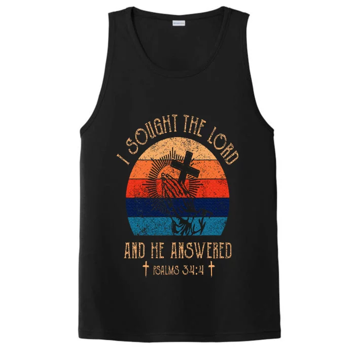 I Sought The Lord And He Answered Me Cross Bible Performance Tank