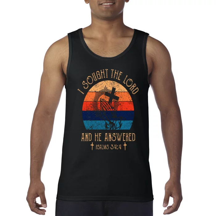 I Sought The Lord And He Answered Me Cross Bible Tank Top