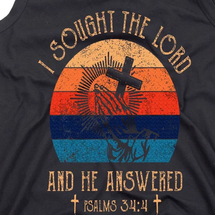 I Sought The Lord And He Answered Me Cross Bible Tank Top