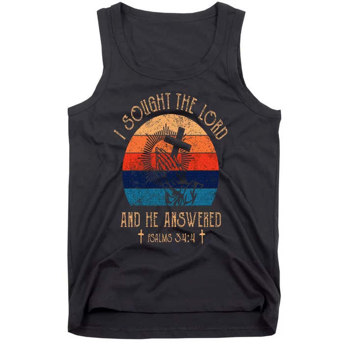 I Sought The Lord And He Answered Me Cross Bible Tank Top