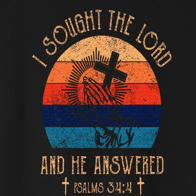 I Sought The Lord And He Answered Me Cross Bible Women's Crop Top Tee