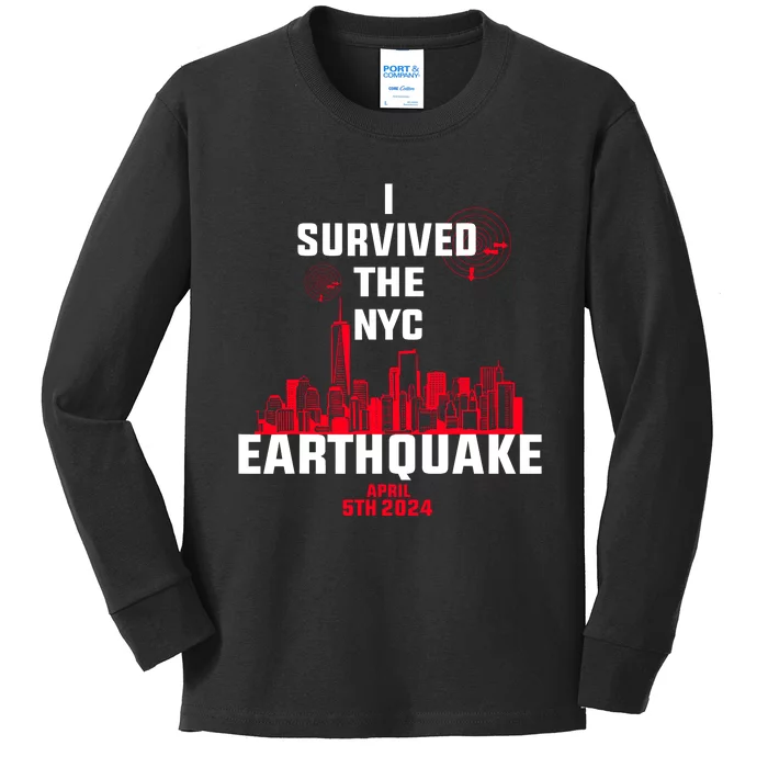 I Survived The Nyc Earthquake 2024 Kids Long Sleeve Shirt