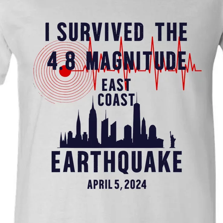 I Survived The Nyc Earthquake 2024 V-Neck T-Shirt