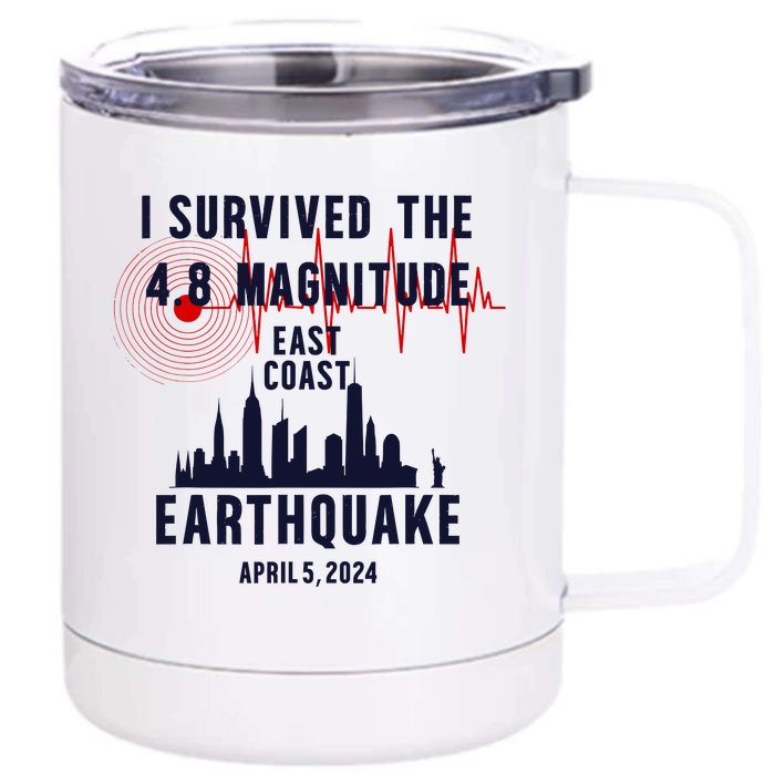 I Survived The Nyc Earthquake 2024 Front & Back 12oz Stainless Steel Tumbler Cup