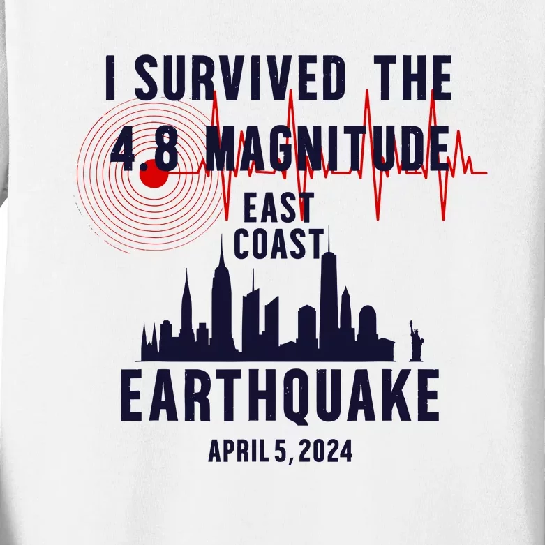 I Survived The Nyc Earthquake 2024 Kids Long Sleeve Shirt