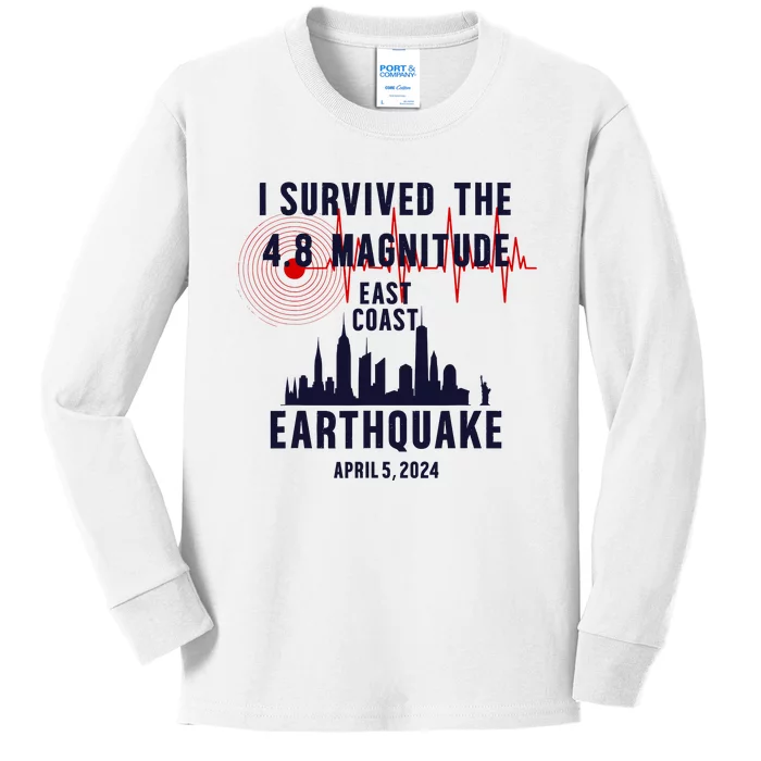 I Survived The Nyc Earthquake 2024 Kids Long Sleeve Shirt