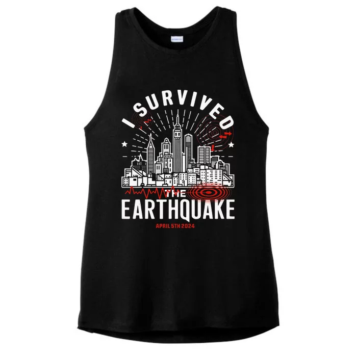 I Survived The Nyc Earthquake Ladies Tri-Blend Wicking Tank