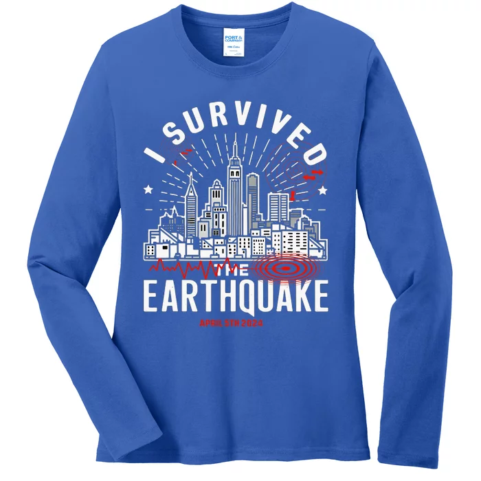 I Survived The Nyc Earthquake Ladies Long Sleeve Shirt