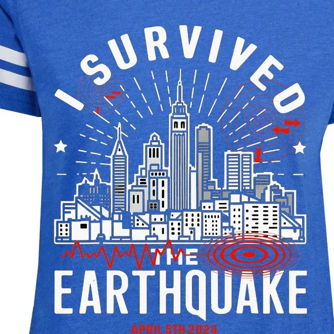 I Survived The Nyc Earthquake Enza Ladies Jersey Football T-Shirt