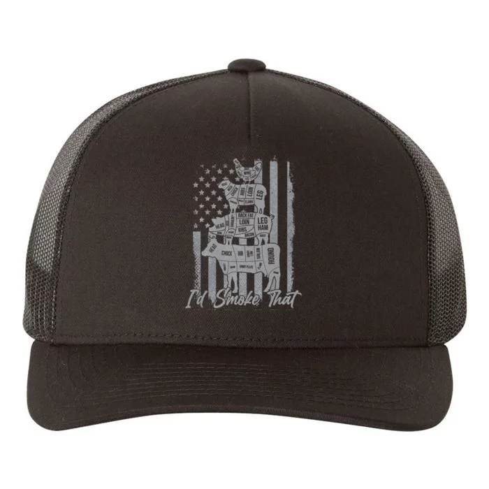 Id smoke that funny grilling I'd smoke that US flag 4th July Yupoong Adult 5-Panel Trucker Hat