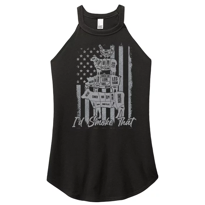 Id smoke that funny grilling I'd smoke that US flag 4th July Women’s Perfect Tri Rocker Tank