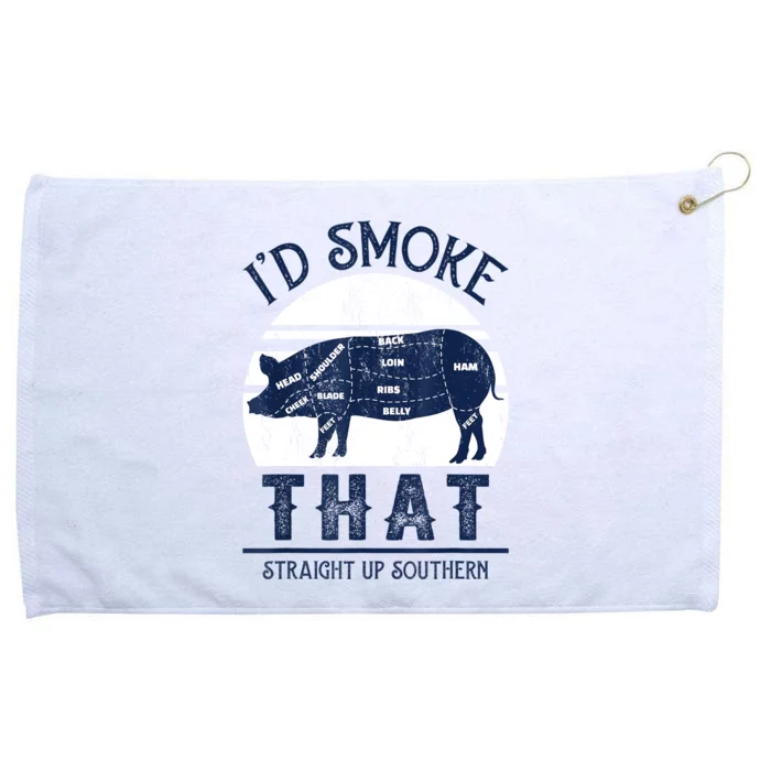 Id Smoke That Straight Up Southern Pig Vintage Grommeted Golf Towel