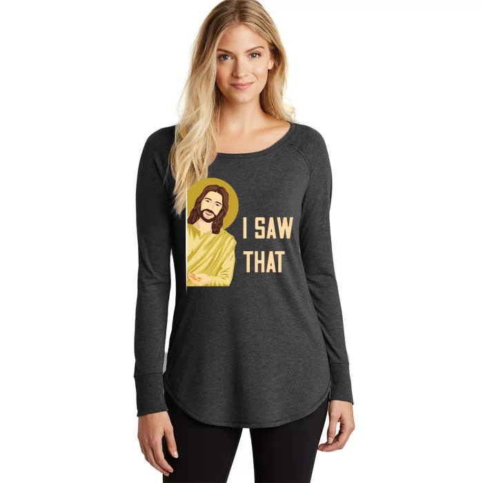 I Saw That Funny Jesus Meme Women's Perfect Tri Tunic Long Sleeve Shirt