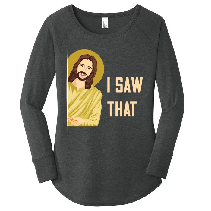 I Saw That Funny Jesus Meme Women's Perfect Tri Tunic Long Sleeve Shirt