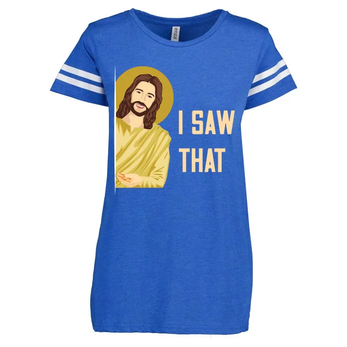 I Saw That Funny Jesus Meme Enza Ladies Jersey Football T-Shirt