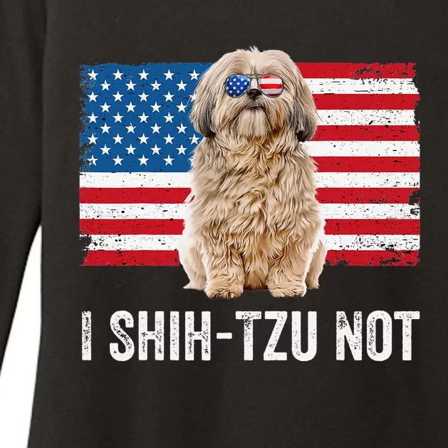 I Shih Tzu Not American Flag Dog Lover Owner Shih Tzu Funny Womens CVC Long Sleeve Shirt