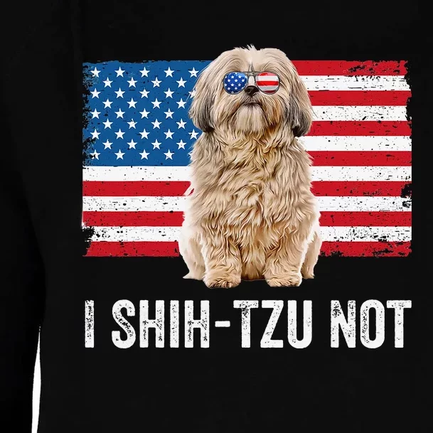 I Shih Tzu Not American Flag Dog Lover Owner Shih Tzu Funny Womens Funnel Neck Pullover Hood