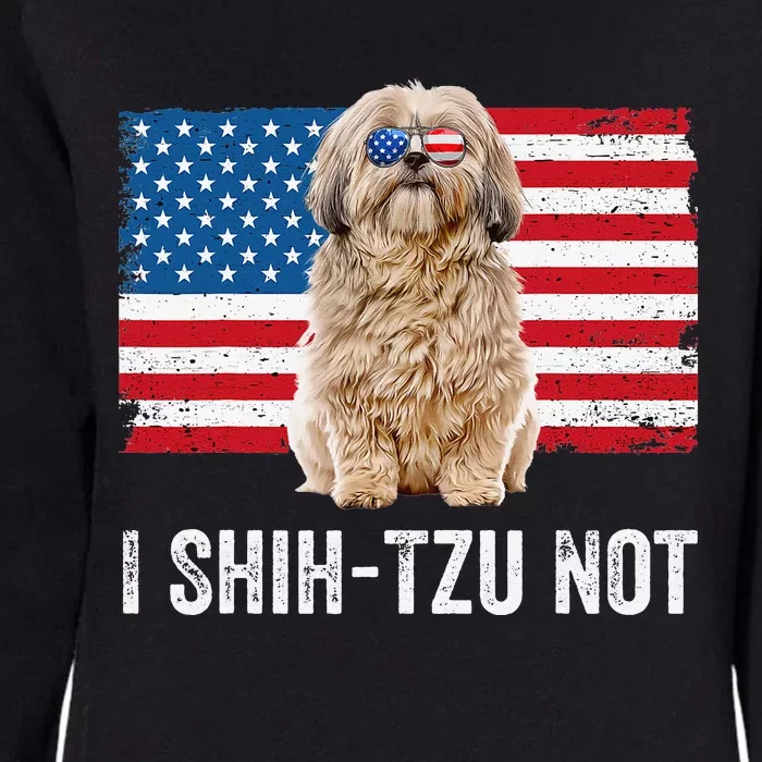 I Shih Tzu Not American Flag Dog Lover Owner Shih Tzu Funny Womens California Wash Sweatshirt