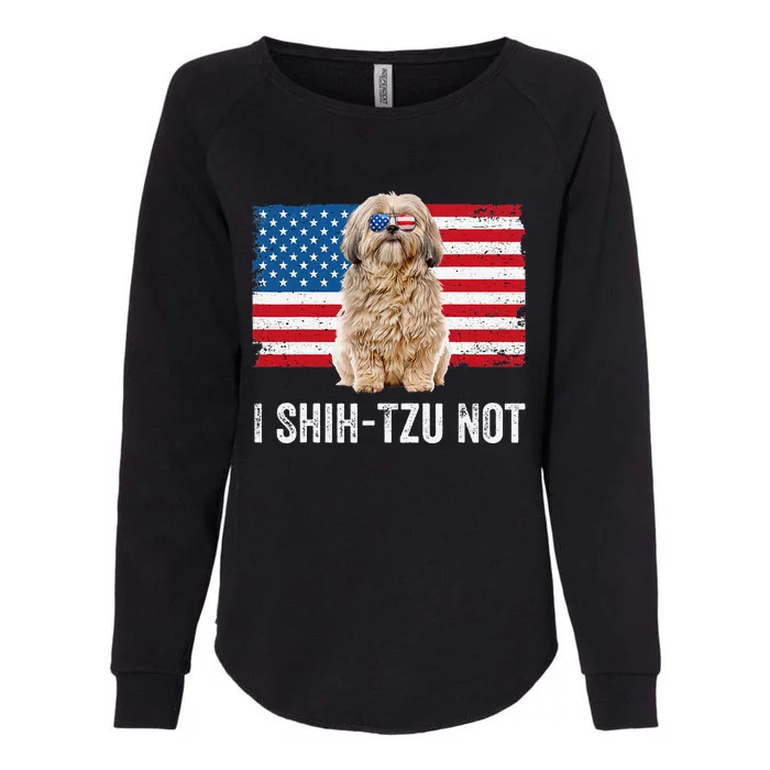 I Shih Tzu Not American Flag Dog Lover Owner Shih Tzu Funny Womens California Wash Sweatshirt