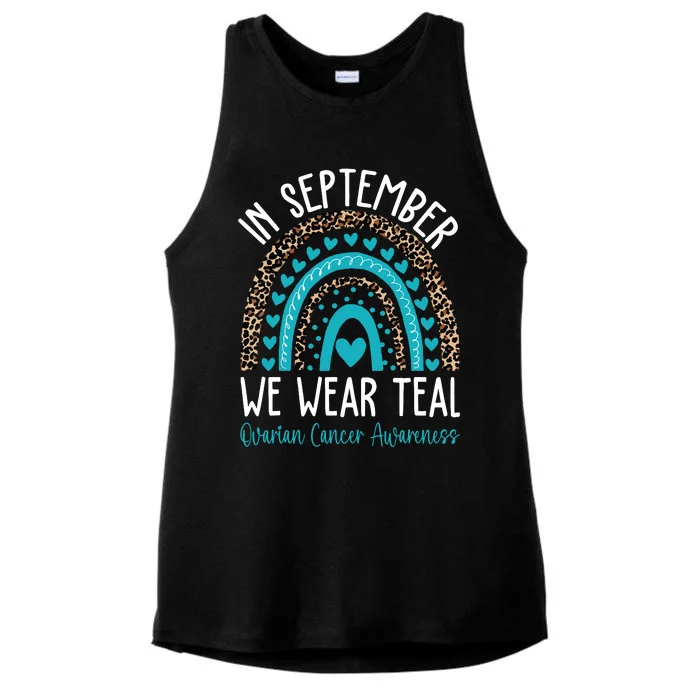 In Sep Tember We Wear Teal Ovarian Cancer Awareness Month Ladies Tri-Blend Wicking Tank