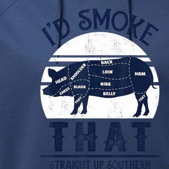 Id Smoke That Straight Up Southern Pig Vintage Performance Fleece Hoodie