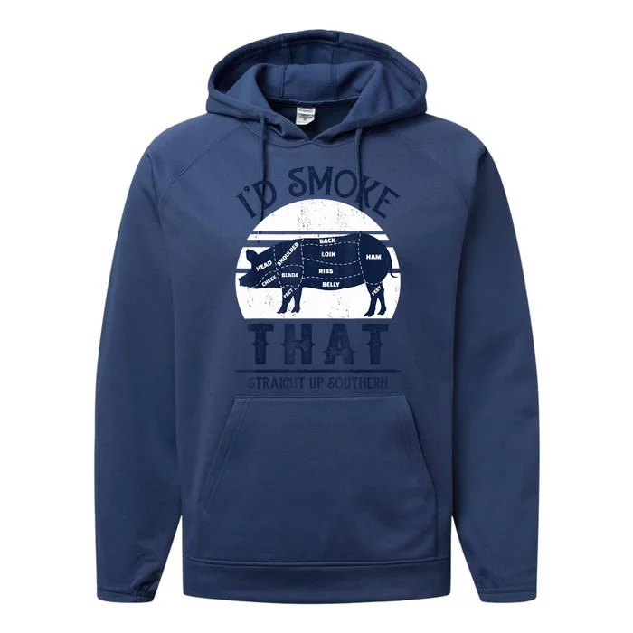 Id Smoke That Straight Up Southern Pig Vintage Performance Fleece Hoodie