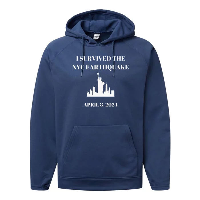 I Survived The Nyc Earthquake Performance Fleece Hoodie