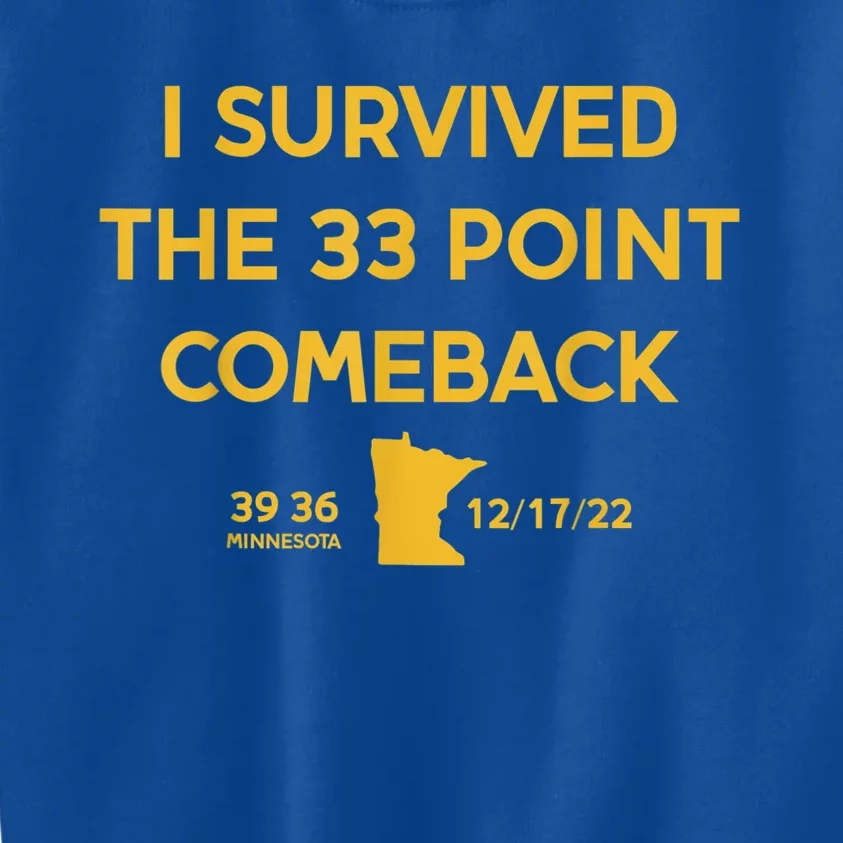 I Survived The 33 Point Comeback Football Kids Sweatshirt