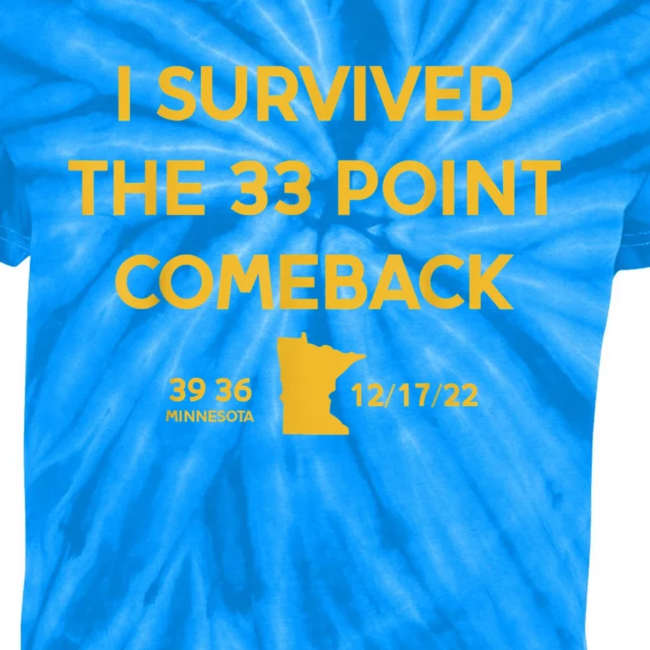 I Survived The 33 Point Comeback Football Kids Tie-Dye T-Shirt