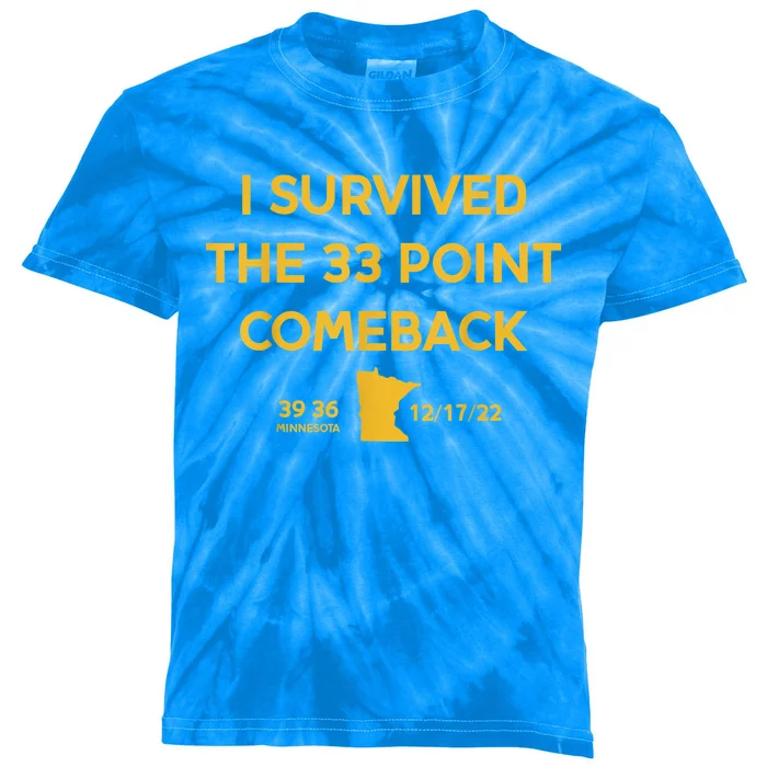 I Survived The 33 Point Comeback Football Kids Tie-Dye T-Shirt