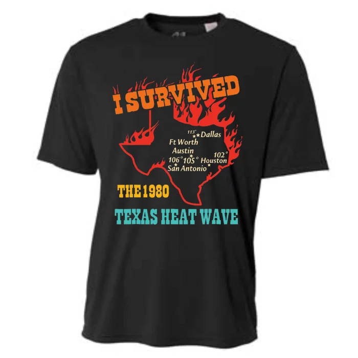 I Survived The 1980 Texas Heat Wave Vintage Quote Cooling Performance Crew T-Shirt