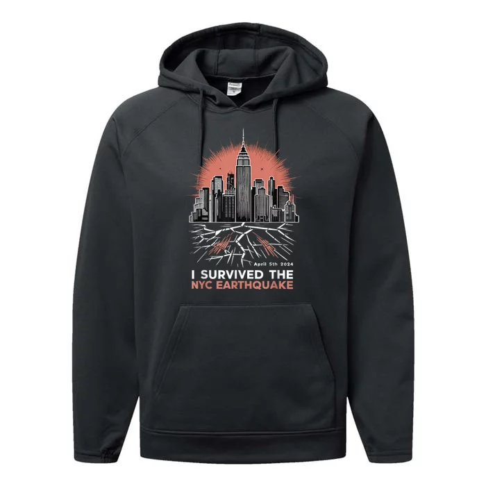 I Survived The Nyc Earthquake 2024 Performance Fleece Hoodie