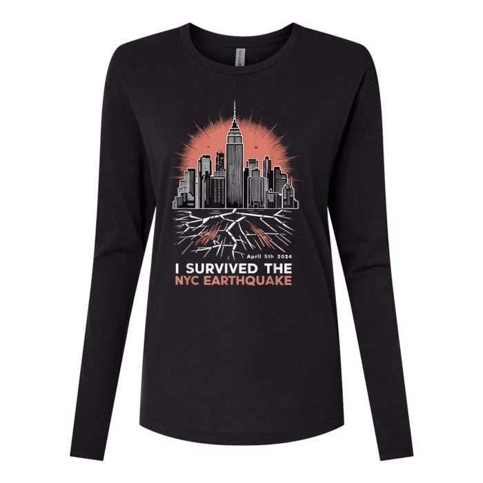 I Survived The Nyc Earthquake 2024 Womens Cotton Relaxed Long Sleeve T-Shirt